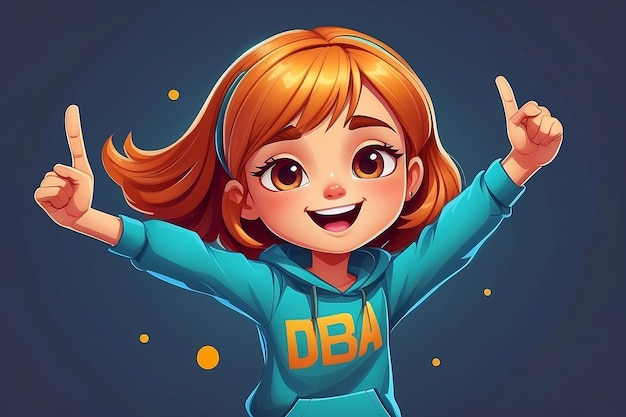 Photo cute girl dabbing pose cartoon vector icon illustration