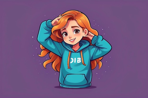 Photo cute girl dabbing pose cartoon vector icon illustration