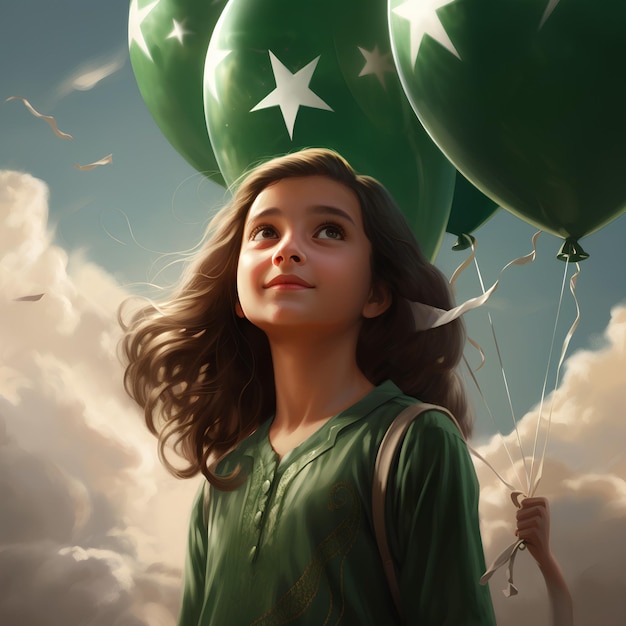 cute girl portrait 14th august Pakistan day