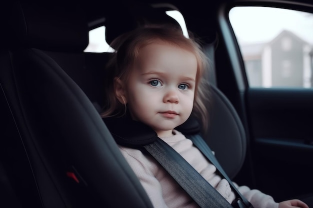 Cute girl in safety seat Generate Ai