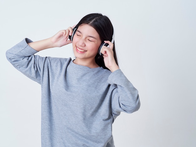 Cute girl while listening to music