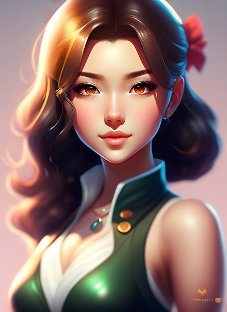 cute girl with pretty face, creative ai