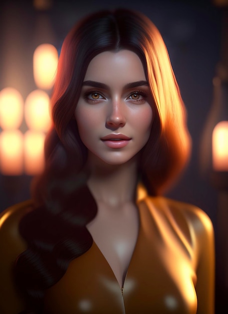 cute girl with pretty face, creative ai