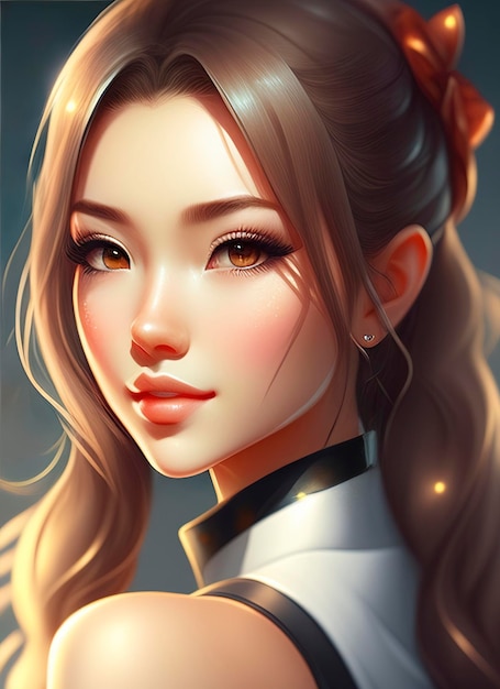 cute girl with pretty face, creative ai