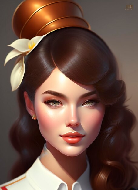 cute girl with pretty face, creative ai