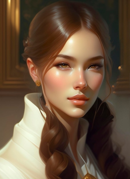 cute girl with pretty face, creative ai