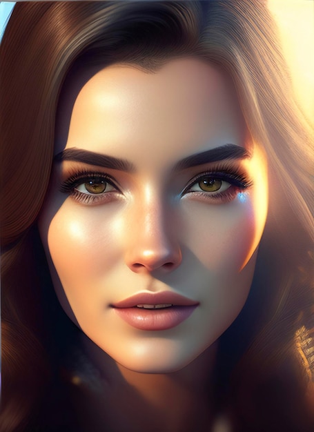 cute girl with pretty face, creative ai