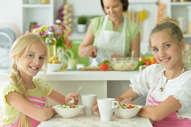 Cute girls eating