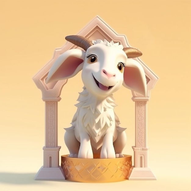 Cute goat cartoon 3D render illustration