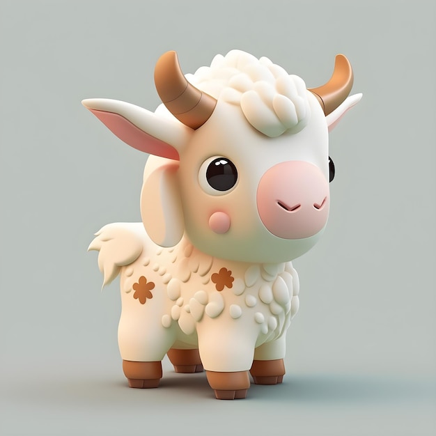 Cute goat character design generative ai