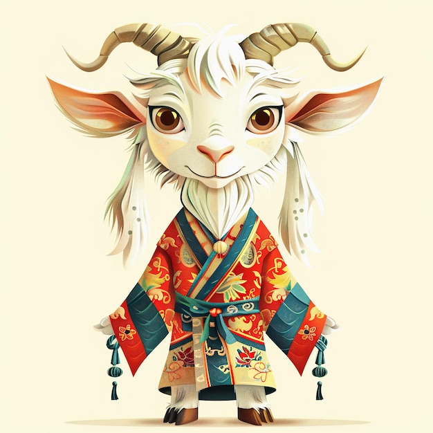 Cute Goat zodiac chinese cartoon illustration Goat chinese new year cartoon