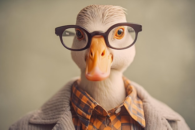 Cute Goose funny portrait hipster style