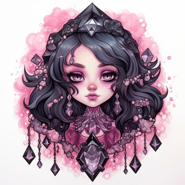 Cute goth crystal drawing