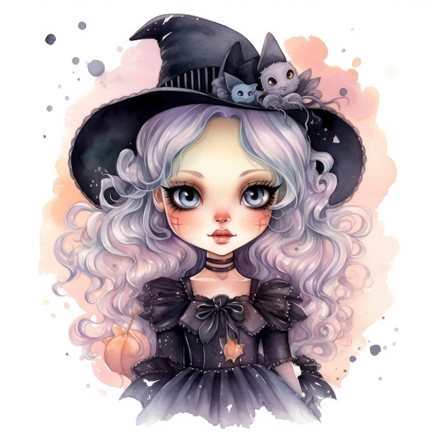 Cute gothic with pastel colours dressed for witch image