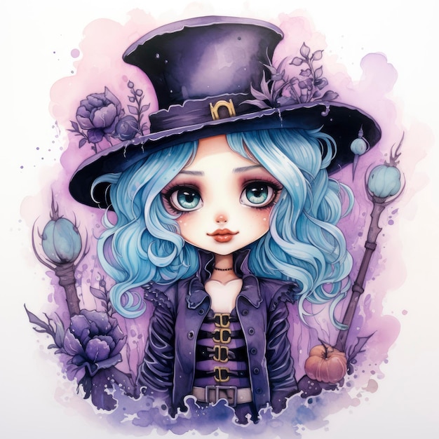 Cute gothic with pastel colours dressed for witch image