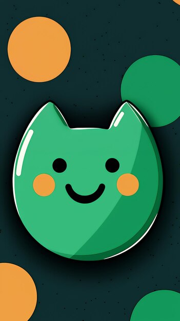 Photo cute green cartoon character with orange cheeks and a big smile