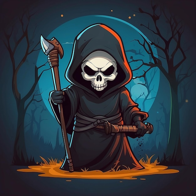 Cute Grim Reaper Scythe Gaming Icon