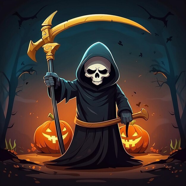 Cute Grim Reaper Scythe Gaming Icon