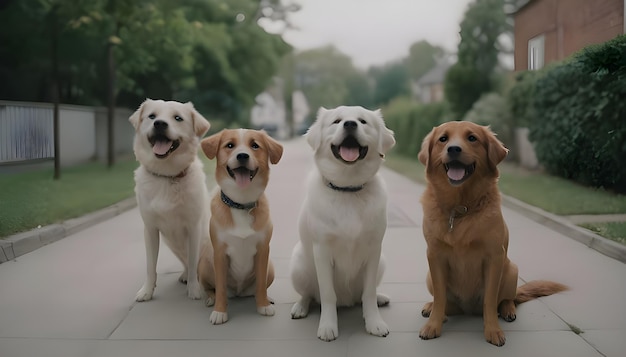 cute group of happy dogs