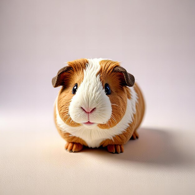 Photo cute guinea pig fabric plush toy isolated on white background