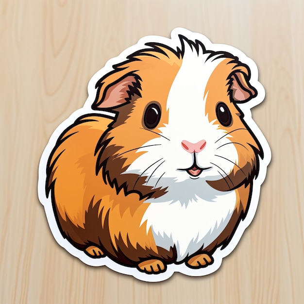 Cute guinea pig sticker with white background stroke Vector illustration