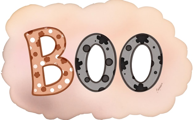 Photo cute halloween boo letters with brown and gray polka dots perfect for spooky season decorations a