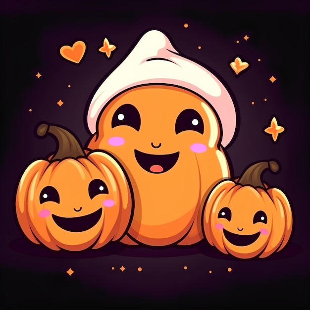 cute halloween celebration emoji emoticon pumpkin illustration image