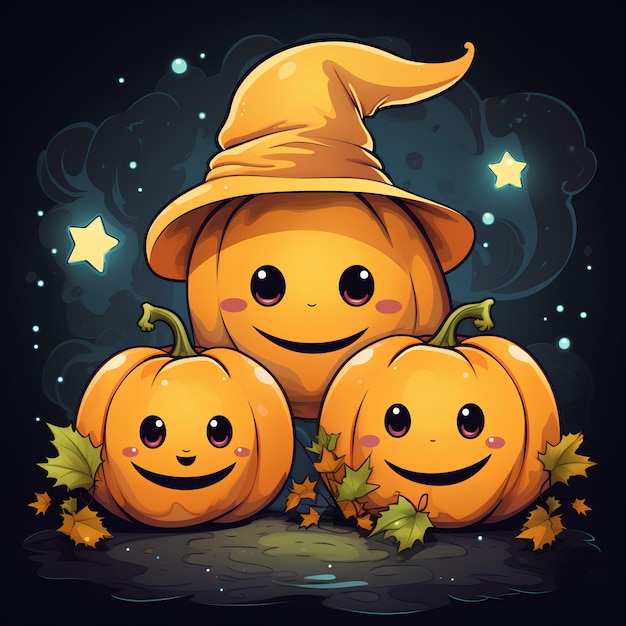 cute halloween celebration emoji emoticon pumpkin illustration image