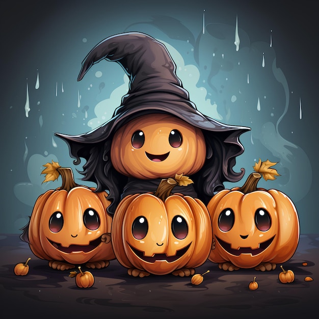 cute halloween celebration emoji emoticon pumpkin illustration image