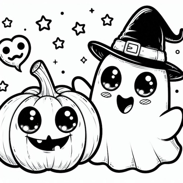 Cute halloween coloring page ai generated