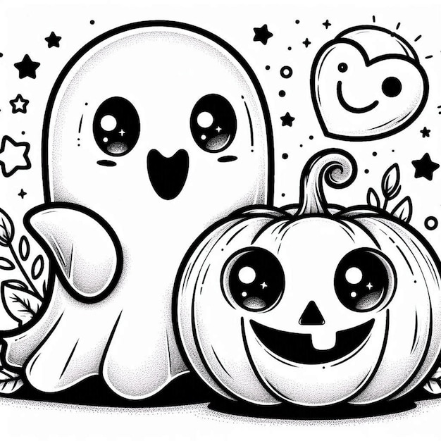 cute halloween coloring page ai generated