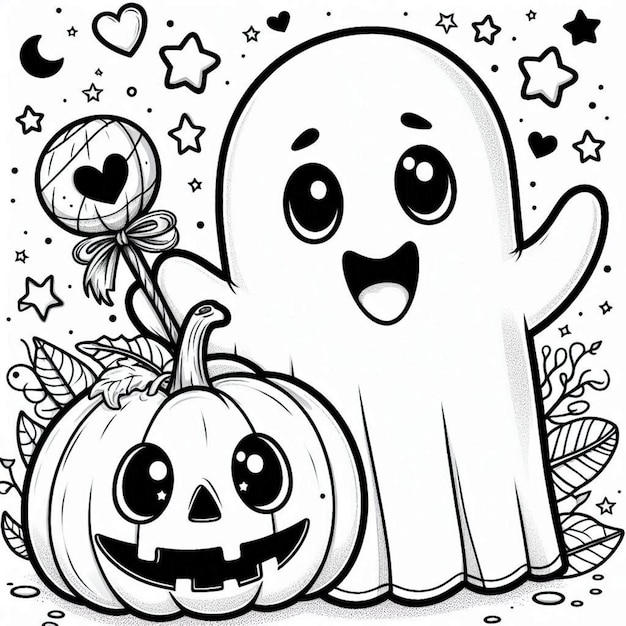 cute halloween coloring page ai generated