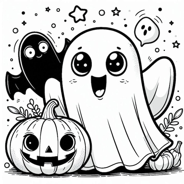 cute halloween coloring page ai generated