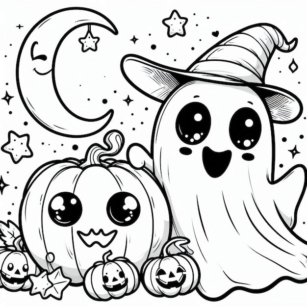 cute halloween coloring page ai generated