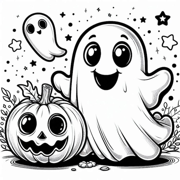 cute halloween coloring page ai generated