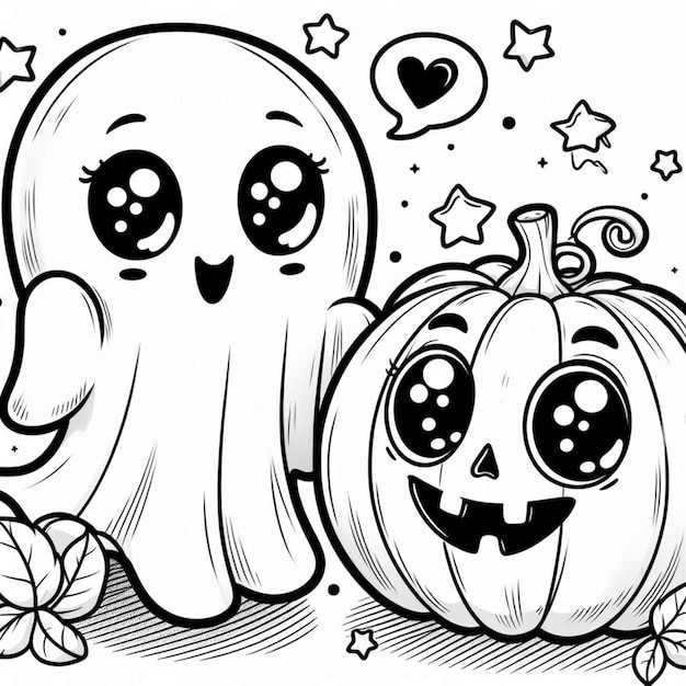 cute halloween coloring page ai generated