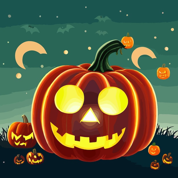 Cute halloween evil pumpkin illustration halloween pumpkin