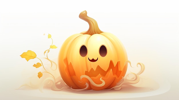 Cute Halloween Pumpkin and Ghost on White Background Spooky Holiday Image