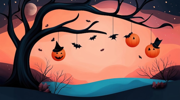 cute Halloween theme clipart Watercolor style