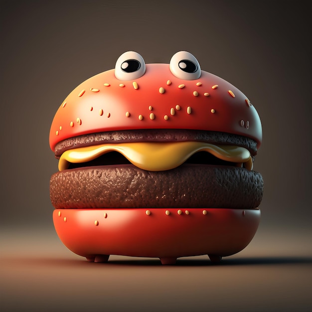 Cute hamburger character isolated on empty background