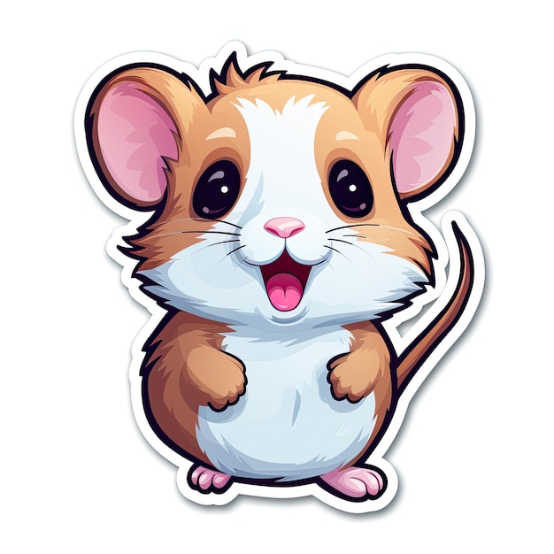 Cute hamster cartoon sticker on white background Vector illustration