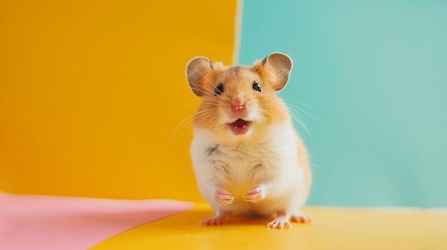 cute hamster on colorful background