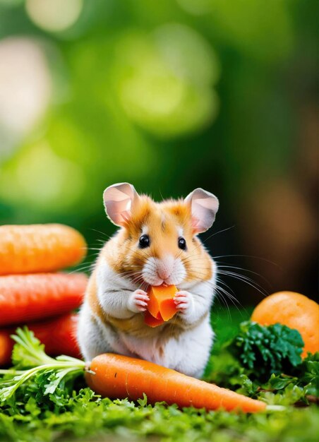 cute hamster eating a carrot Generative AI