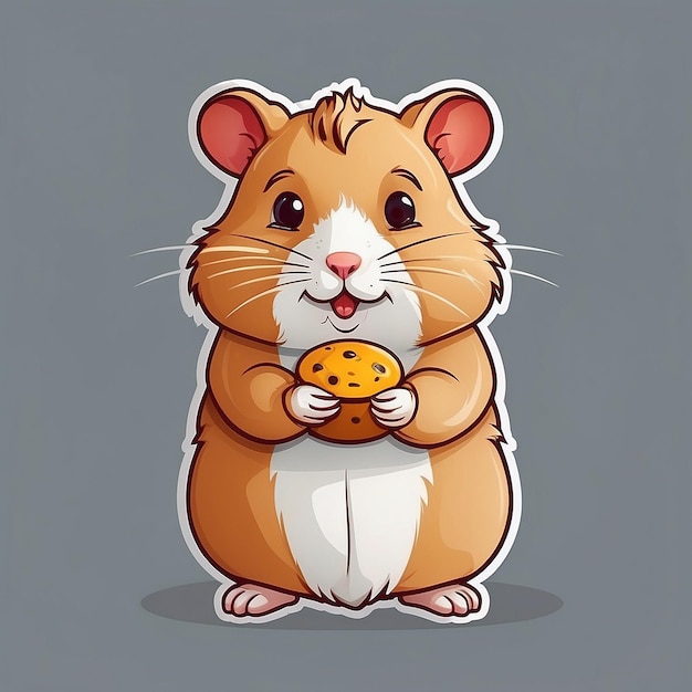 Photo cute hamster eating icon illustration