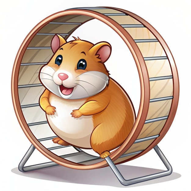 Photo cute hamster sleeping in jogging wheel cartoon vector icon illustration animal sleep icon concept isolated premium vector flat cartoon style