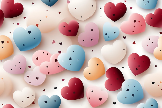 Cute hand drawn hearts seamless pattern AI generated