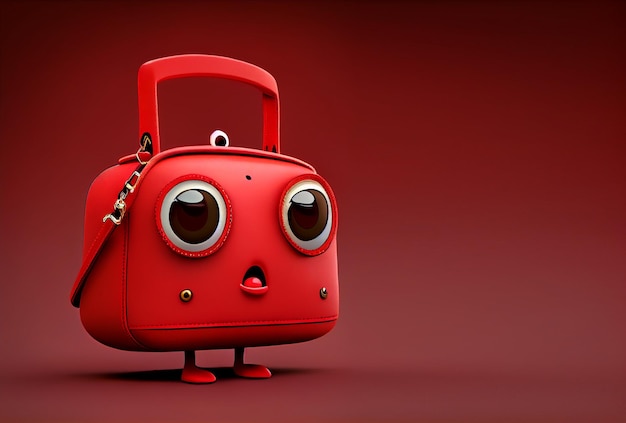 Cute handbag character 3D rendering