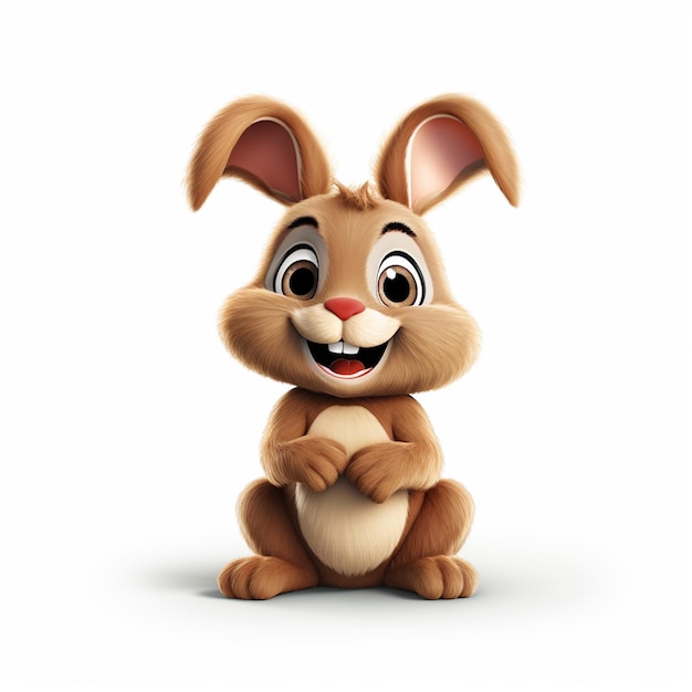 Cute happy brown rabbit standing cartoon