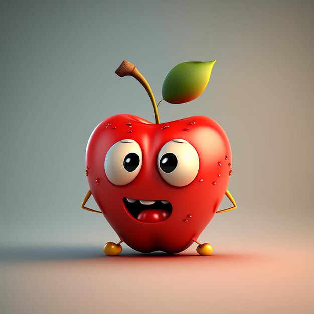 cute happy fruit cartoon 3d illustration ai image