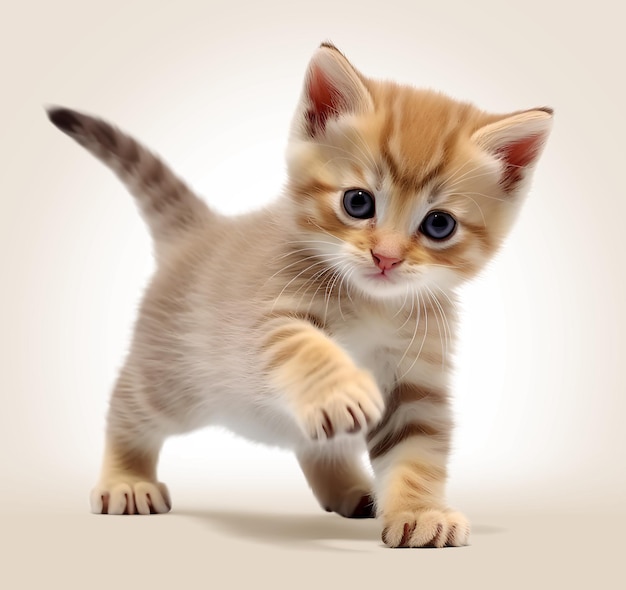 Cute happy playful kitten isolated background